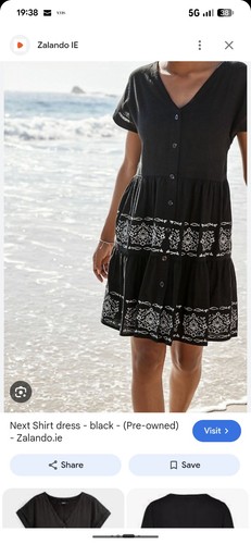 Next black linen blend tiered - black,