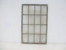Vintage Copper Framed Glass Window Panel Antique Old Art Deco 11"x17"