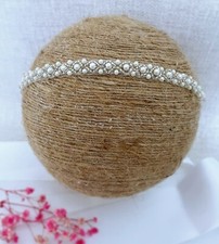 Christening Headband, Baptism Headband, Pearls, Lace, Rhinestones, Baby Tiara