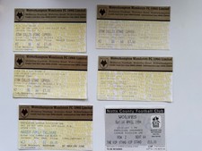 Six Wolves Match Tickets 1993/1994 Season - Excellent Condition