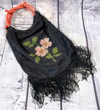 Antique Bag | 1920s Vintage Antique Evening Bag with Bakelite Handles, Flapper