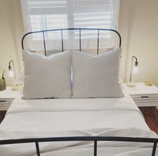 IKEA Bed Frame Black Metal Double with Wooden Slats 