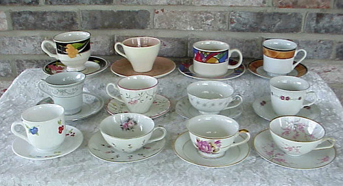 Vintage mismatched china - china, tea