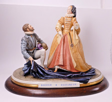 RARE CAPODIMONTE FIGURE SIR WALTER RALEIGH & ELIZABETH BY BRUNO MERLI - PERFECT
