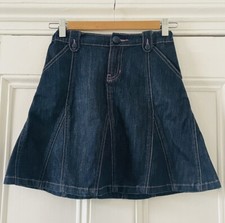 Gap Stretch Girls’ Dark Blue Denim Panel Adjustable Waist A-Line Skirt 8-9 Years