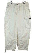 Superdry Womans Cargo Parachute Pants White Size S/M Cuffed Bottom Baggy W32 L31