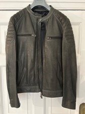 Belstaff Grey Leather Biker Jacket UK42 Worn Twice.  Totally Genuine.  Superb!