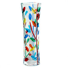 Murano Glass Vase Multi Coloured Flower Hand Made Millefiori 19cm High