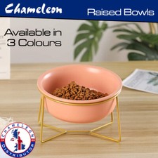 Ceramic UFO Dog Bowl With Golden Stand available in 3 colours and 2 sizes