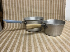 2 X Aluminium Saucepans 1 Litre And 2 Litre One With Blue Handle Is Crown Merton