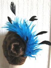 turquoise feather comb fascinator millinery wedding hat