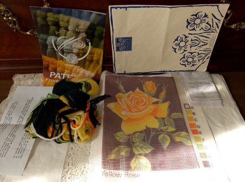 Small yellow rose tapestry kit - small,