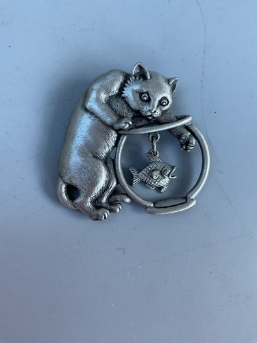 Jonette pewter cat brooch - jj,