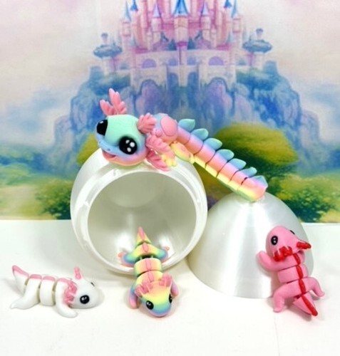 4pcs printed mini - 3d, axolotl