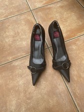 Ladies Size 6 Sacha Black Leather Court Shoe Scuff On Heal Reflected In Price