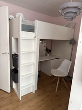 IKEA Stuva SMÅSTAD Loft Bunk Bed with Desk, Wardrobe, Shelves Drawers White Used