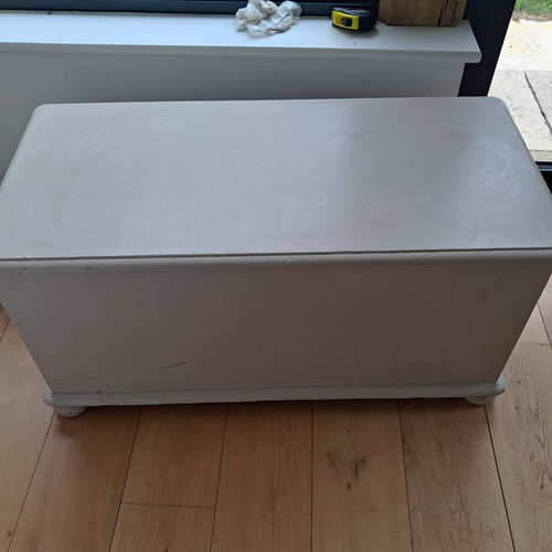 Grey painted wood - wood, chest