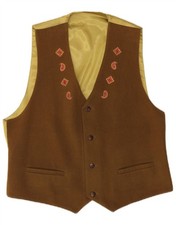 VINTAGE Mens Waistcoat Medium Khaki Wool AC20