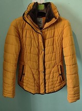 Next Women’s Mustard Quilted Jacket Size 10 Faux Fur Collar Shower Resistant VGC