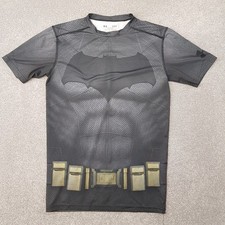 Under Armour Mens Top Large Grey Batman Compression Baselayer HeatGear Shirt