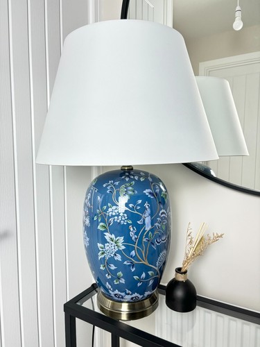 Blue green white floral - green,