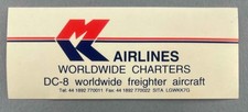 MK Airlines Cargo Airline Sticker Douglas DC-8 Label Vintage Original Freight 