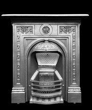 RESTORED ANTIQUE CAST IRON FIREPLACE FIRE SURROUND INSERT VICTORIAN / EDWARDIAN