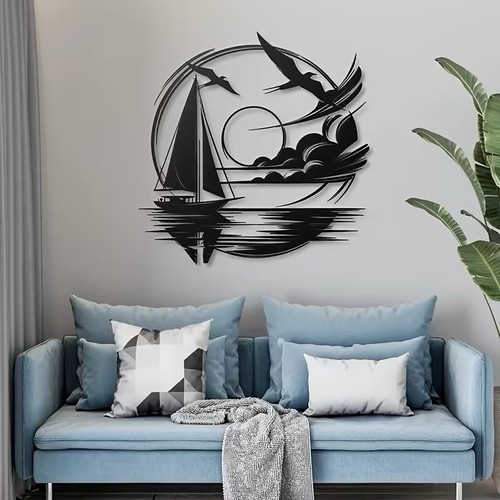 Modern metal sailboat - wall, art