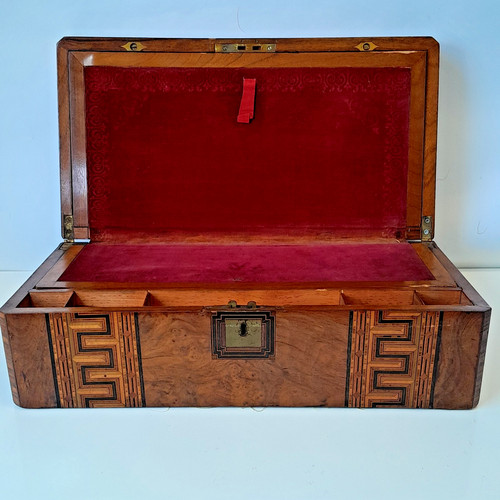 Victorian walnut writing slope - walnut,
