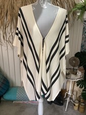 Warehouse Cream + Black Stripe Cape/ Shawl/Wrap One size Worn Once