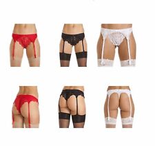 Lux Narrow Lace Satin Back Suspender Garter Belt with Elastane For Stockings