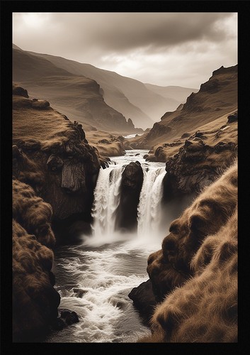 Waterfall beautiful framed - beautiful,