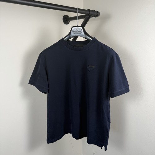 Prada navy pique logo shirt - pique, t-shirt
