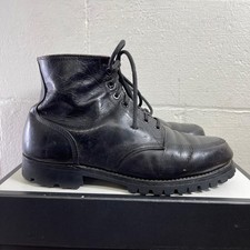 Vintage Gold Bond Black Leather Ankle Boots Lace up Men's Size 10 D