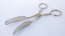 Scissor Action Fork End Serving Tongs Silver Plated Small Table Pastry Sugar Tea