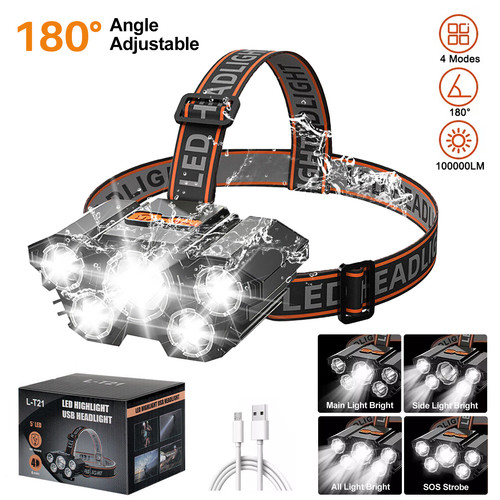 Usb 100000lm led headlamp - usb,