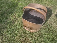 Antique Brass Coal Skittle Bucket with Handle .