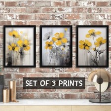 Ochre And Grey Wall Art Set of