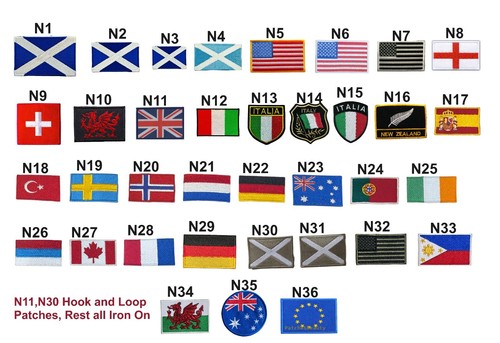 National country flag patches - national,