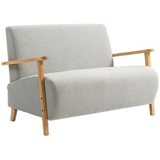 2 Seater Sofa Settee Loveseat Nordic Compact Small Sherpa PES Fabric Light Grey