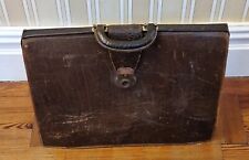 Large Vintage Brown Leather Lockable Briefcase/Storage Strong & Sturdy No Key 