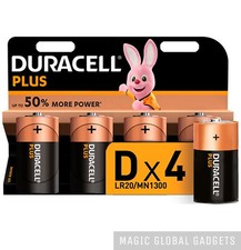 4 X DURACELL D SIZE PLUS POWER ALKALINE BATTERIES LR20 MN1300 - LONG EXPIRY