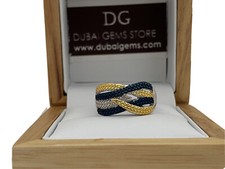 White gold finish 2 natural yellow and white diamond snake ring size M Free Post