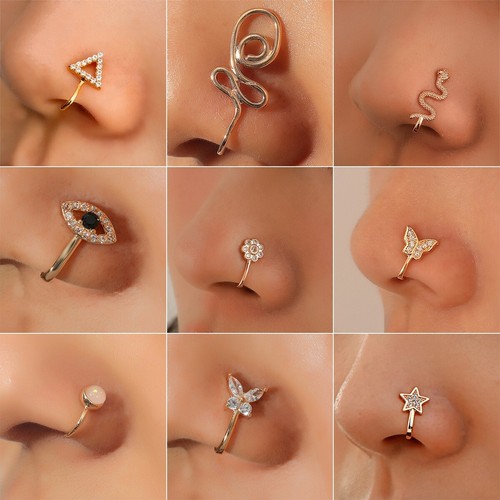 Fake piercing nose cuff ring - fake,