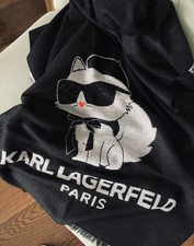 Karl lagerfeld Paris scarf soft with cute cat choupette wearing a bow sunglasses