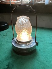 RARE 1930s FROSTED GLASS OWL BATTERY NIGHT LIGHT WORKING