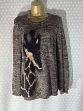 Womens M&S Marks&spencer Uk 12 Black Mix Knit Giraffe Pullover Jumper Sweater