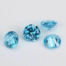 LIGHT AQUAMARINE ROUND BRILLIANT CUT CUBIC ZIRCONIA LOOSE GEMS - VARIOUS SIZES