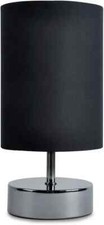 MiniSun | Modern Black Chrome Touch Dimmer Table Lamp with Polycotton Black Ligh