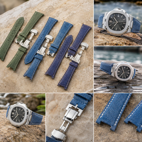 Denim nylon cowhide watch - nylon,